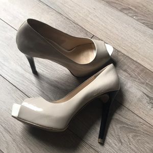 Guess Nude and Black Patent Leather Stilettos